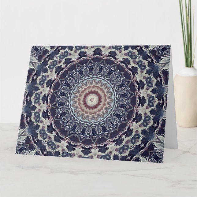 Cartão Mandala geométrica circular abstrato sem costura (Frente)