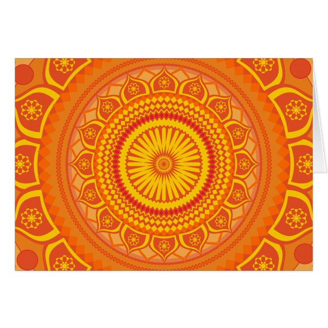 Cartão mandala indiana Laranja (Frente Horizontal)