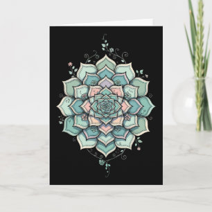 Cartão Mandala Lótus Arte Zen Boho Buda Botânica Suculent