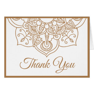 Cartão Mandala Obrigado Brown Boho Indiano Casamento Mode