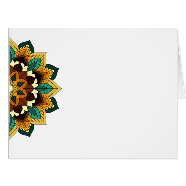 Cartão Mandala Padrão 02 em amarelo e em tom (Frente horizontal)