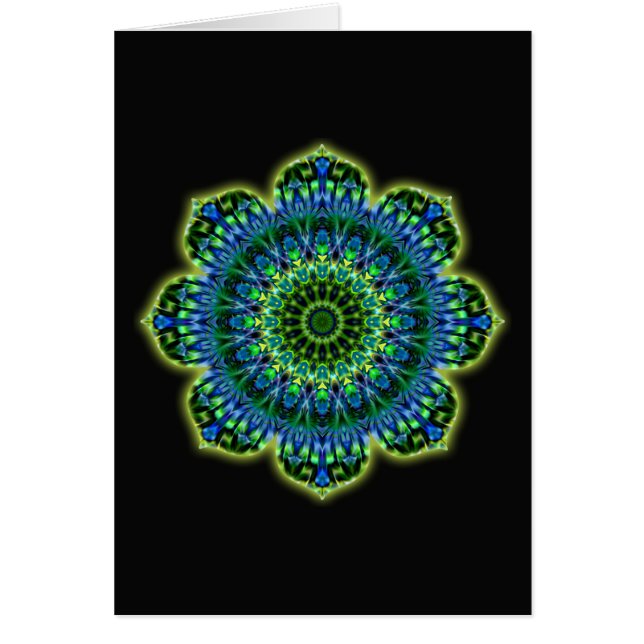 Cartão Mandala verde azul | preto (Frente)