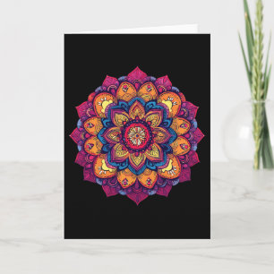 Cartão Mandalas de Geometria Sagrada Colorida Lótus Yoga 