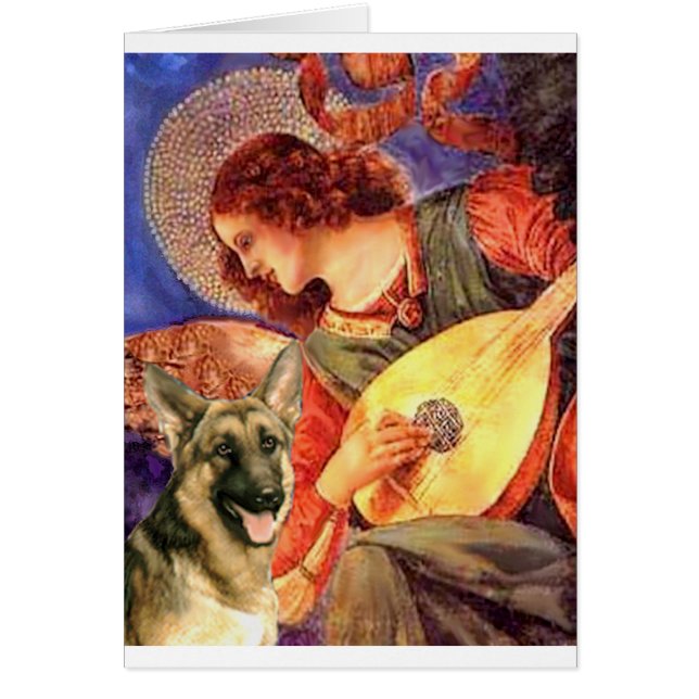 Cartão Mandolin Angel - German shepherd 2 (Frente)
