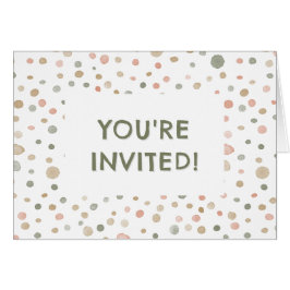 Cartão Mandy Confetti Watercolor Dots Birthday Invite