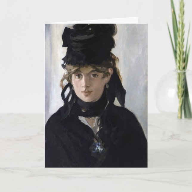 Cartão Manet - Berthe Morisot com um buquê de violetas (Frente)