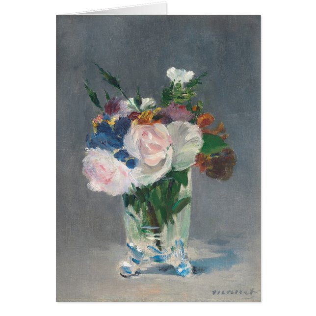 Cartão Manet | Flores num Vaso Cristal, c.1882 (Frente)