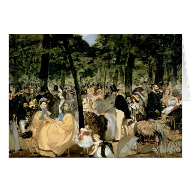Cartão Manet | Música nos Jardins das Tuilarias, 1862 (Frente Horizontal)