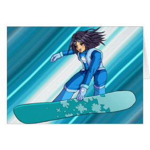 Cartão Manga Snowboarder Girl