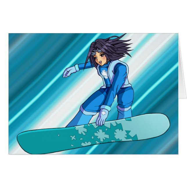 Cartão Manga Snowboarder Girl (Frente Horizontal)