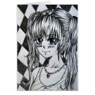 Cartão Mangamädchen com olhos azuis