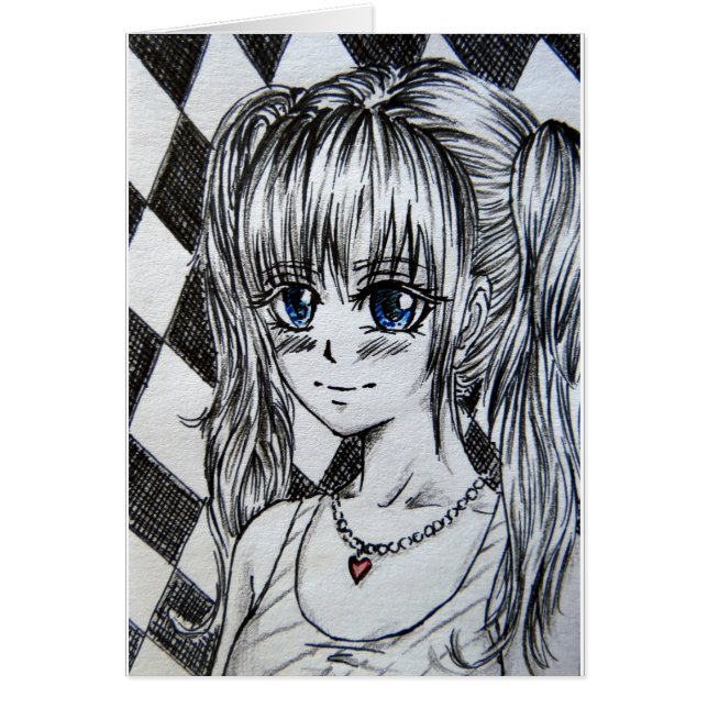 Cartão Mangamädchen com olhos azuis (Frente)