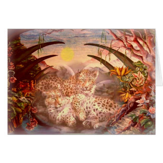 Cartão manhã dourada do leopardo