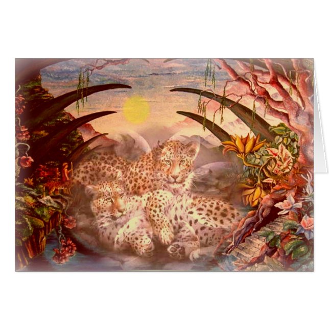 Cartão manhã dourada do leopardo (Frente Horizontal)