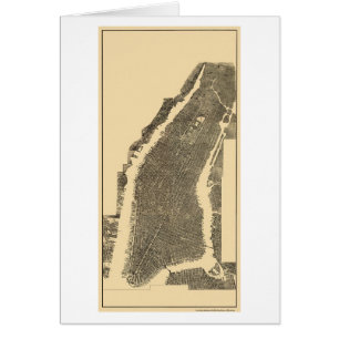 Cartão Manhattan, mapa panorâmico de NY - 1900