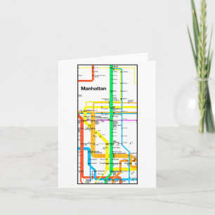 Cartão Manhattan Nova York Nyc Mapa do Metrô Retro Trânsi