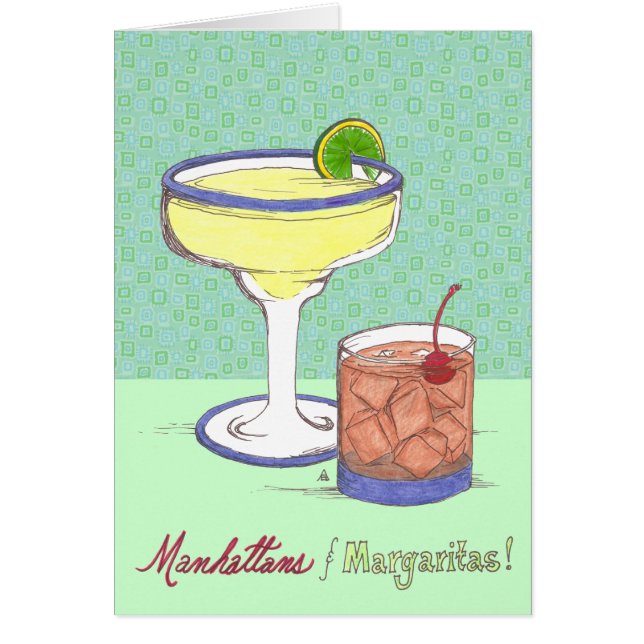 Cartão Manhattans & Margaritas | customizável (Frente)