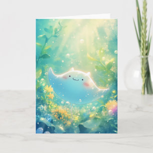 Cartão Manta Ray em um Jardim Submarino