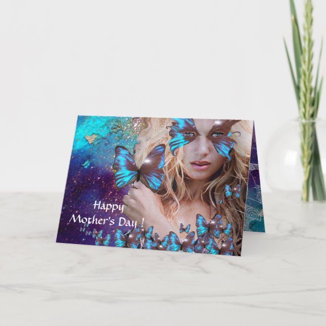 CARTÃO MANTEIGA AZUL EM ESPUMANTES VERDES DOURADOS TEAIS (Frente)