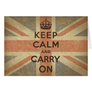 Cartão Mantenha a calma e continue com bandeira BRITÂNIC