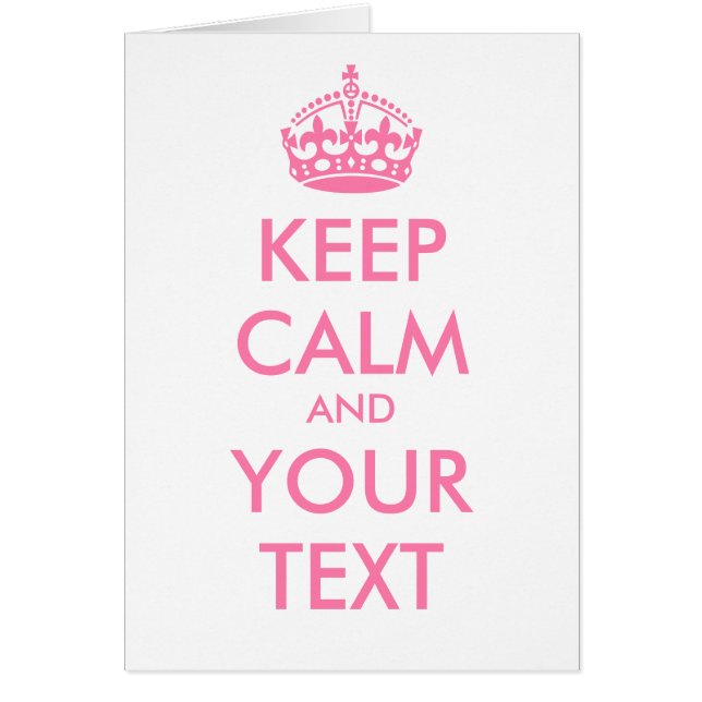 Cartão MANTENHA CALMA Personalizada e SEU TEXTO - palavra (Frente)