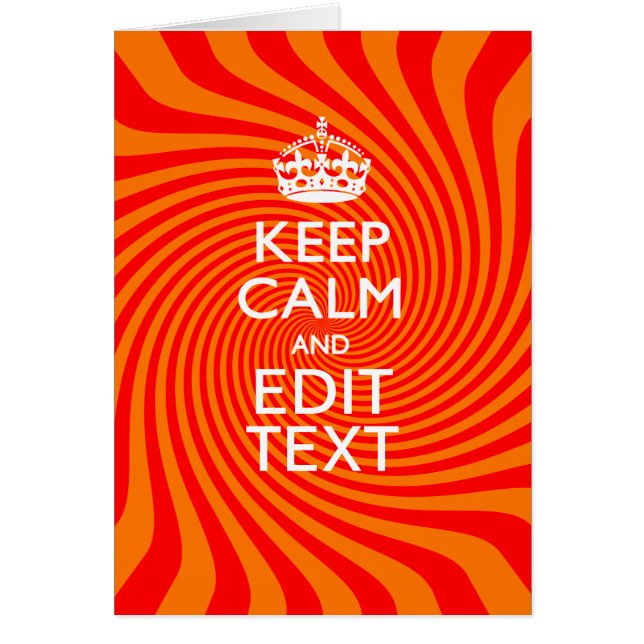 Cartão Mantenha-se calmo a dizer sobre a espiral de laran (Frente)