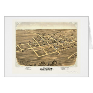 Cartão Manteno, mapa panorâmico do IL - 1869