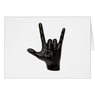 Cartão mão de chifres diabólicos