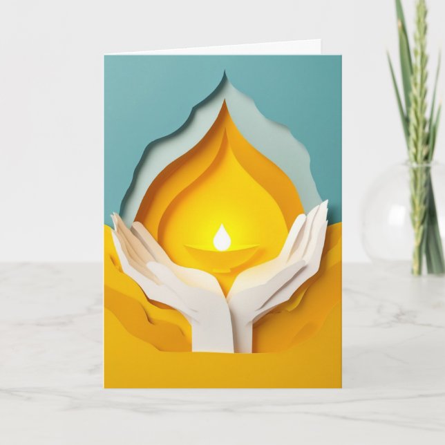Cartão Mãos Harmoniosas Segurando Luz (Frente)