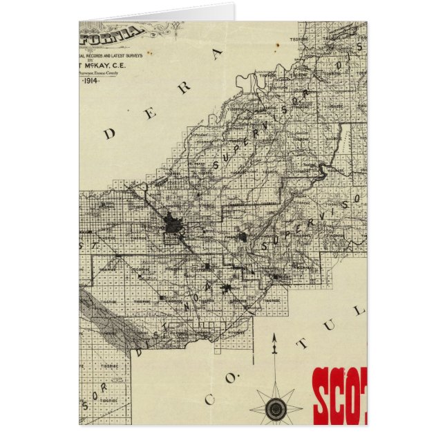 Cartão Map Fresno County, Califórnia (Frente)