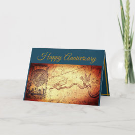 Cartão Map & Sphere Blue Anniversary