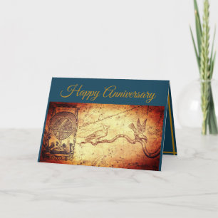 Cartão Map & Sphere Blue Anniversary