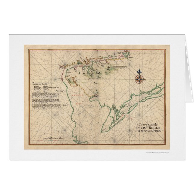 Cartão Mapa 1639 da baía de Delaware (Frente Horizontal)