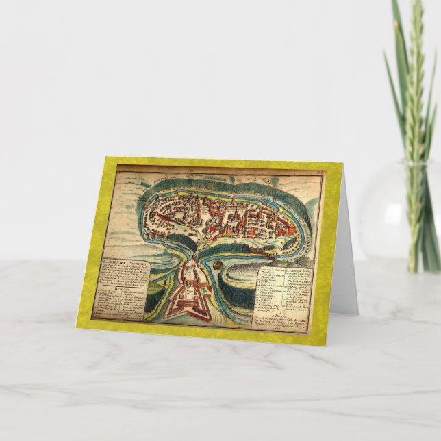 Cartão Mapa 1691 de Kamianets Podilskyi (Frente)