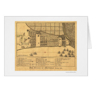 Cartão Mapa 1762 do ataque de Manila Filipinas