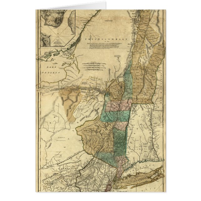 Cartão mapa 1776 de New York, de New-jersey e de Quebeque (Frente)