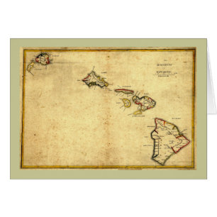 Cartão Mapa 1837 - ilhas havaianas de Havaí do vintage