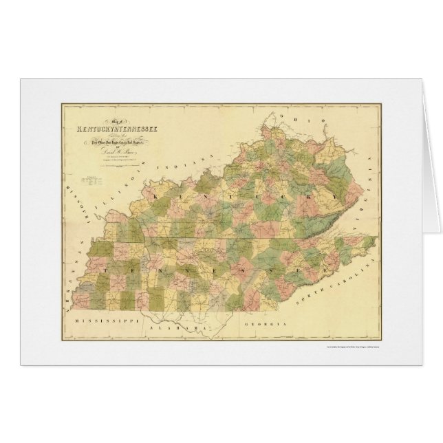 Cartão Mapa 1839 da estrada de ferro de Kentucky & de (Frente Horizontal)