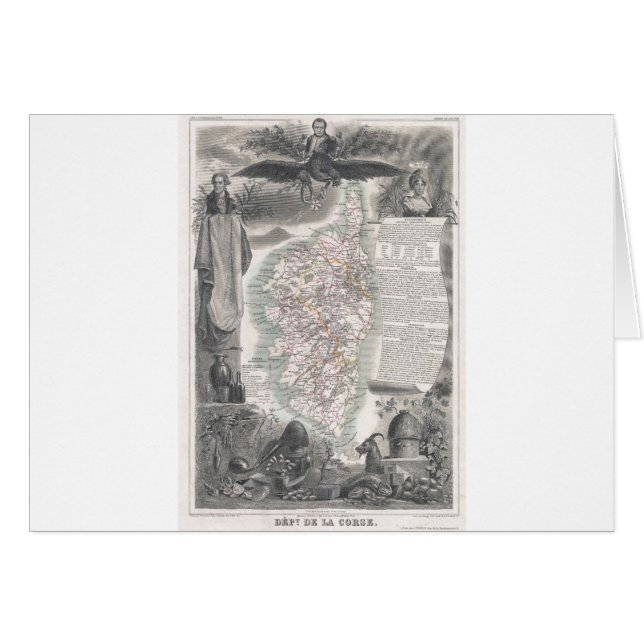 Cartão Mapa 1852 de Córsega (Frente Horizontal)