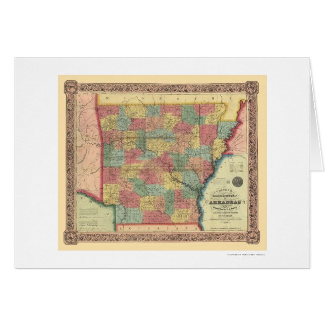 Cartão Mapa 1854 da estrada de ferro de Arkansas (Frente Horizontal)
