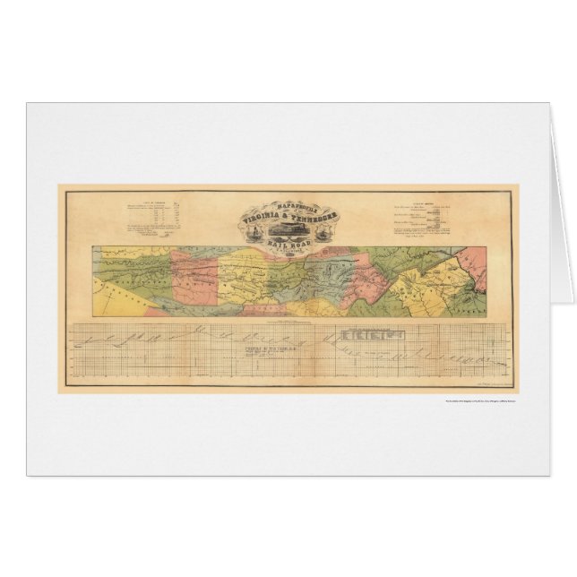 Cartão Mapa 1856 da estrada de ferro de Virgínia & de (Frente Horizontal)