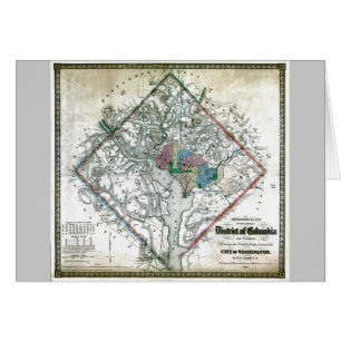 Cartão Mapa 1862 velho do distrito de Columbia de