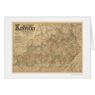 Cartão Mapa 1863 da estrada de ferro de Kentucky