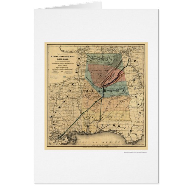 Cartão Mapa 1867 da estrada de ferro de Alabama & de (Frente)
