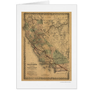 Cartão Mapa 1876 da estrada de ferro de Califórnia & de