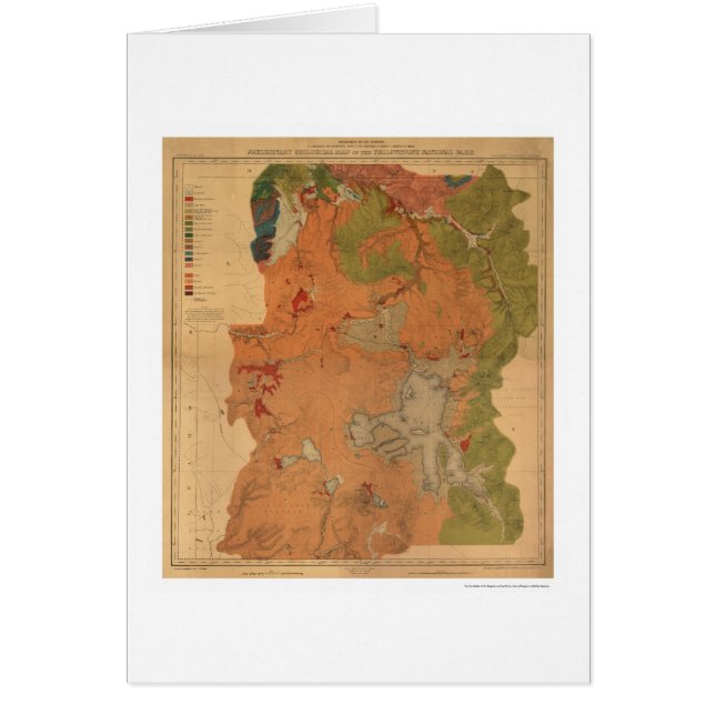 Cartão Mapa 1878 do parque de Yellowstone (Frente)