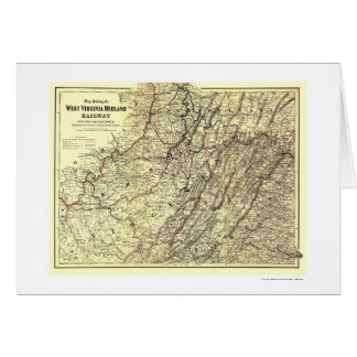 Cartão Mapa 1883 da estrada de ferro do Midland de West