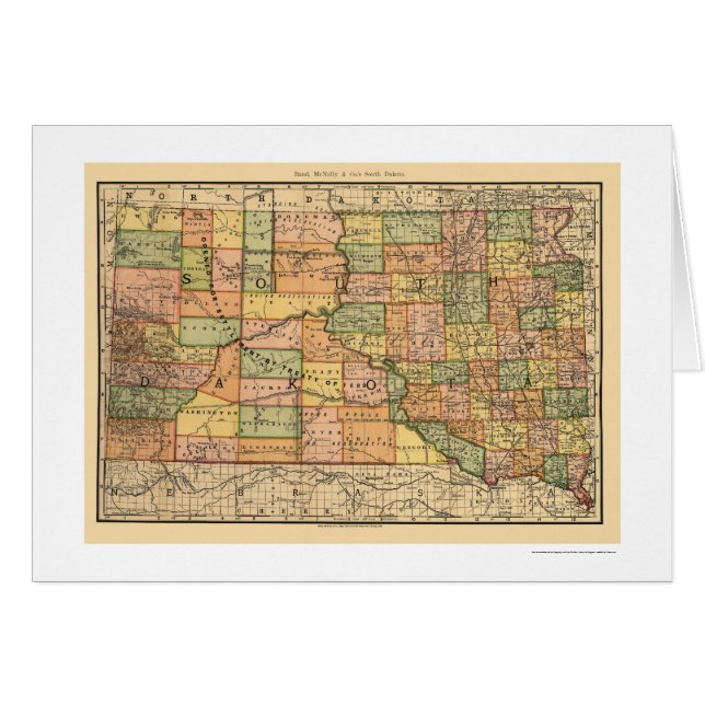 Cartão Mapa 1892 da estrada de ferro de South Dakota (Frente Horizontal)