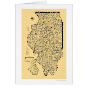 Cartão Mapa 1897 da estrada de ferro de Illinois