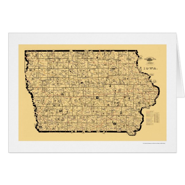 Cartão Mapa 1897 da estrada de ferro de Iowa (Frente Horizontal)